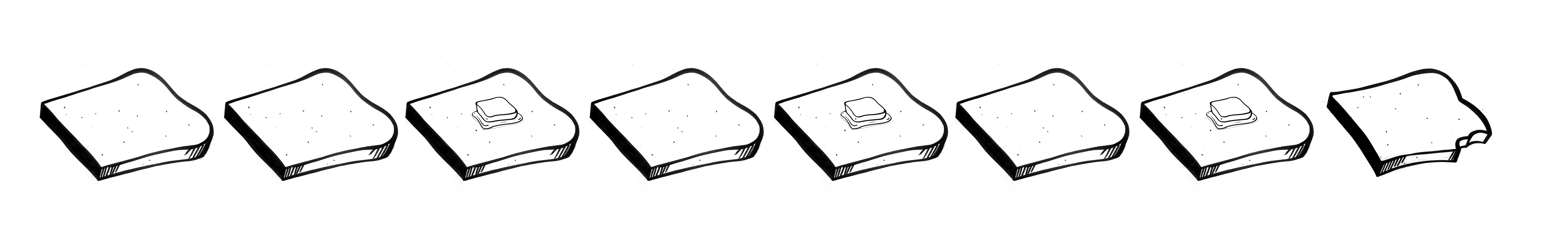 "42" expressed in binary form through the medium of toast