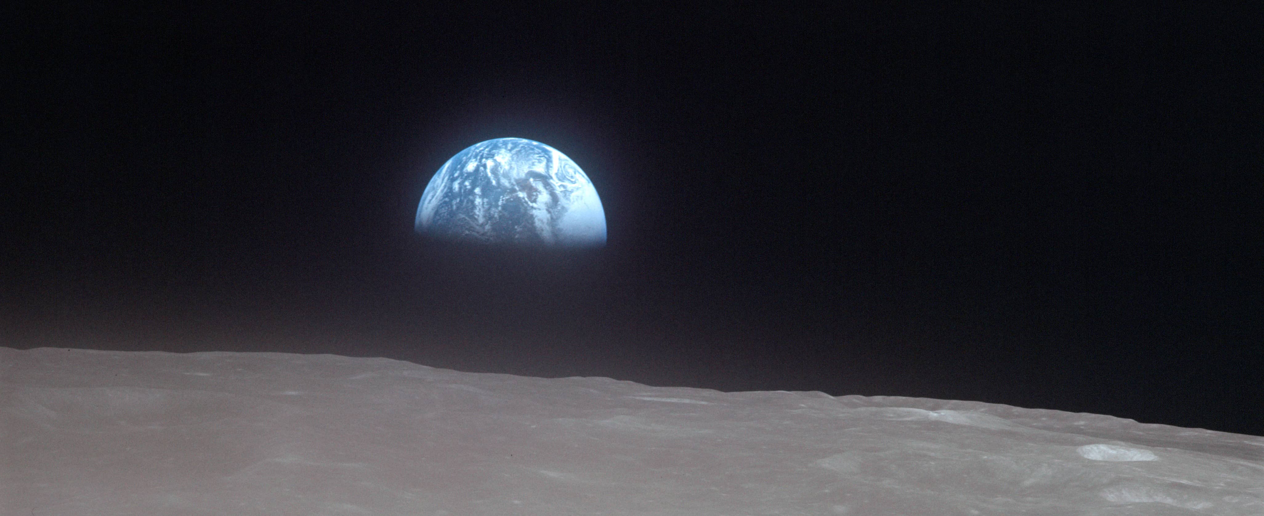 Earthrise as seen from the moon.